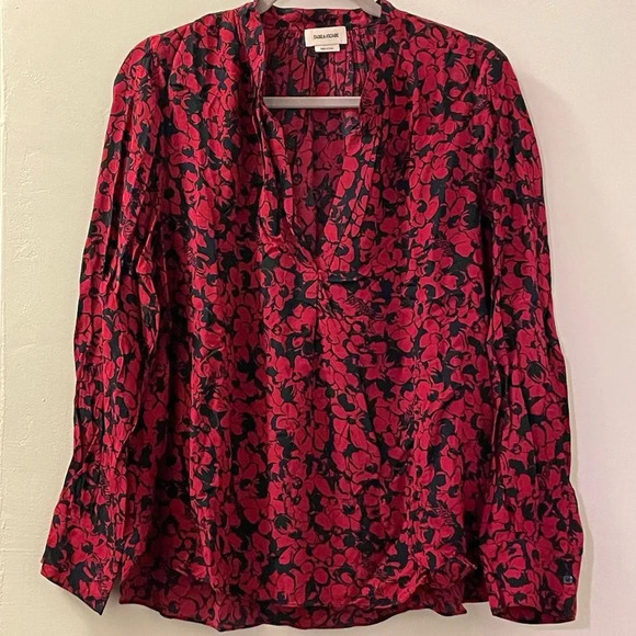 ZADIG‎ & VOLTAIRE Tink Bico Flowers Blouse in Bordeaux - Picture 7 of 13